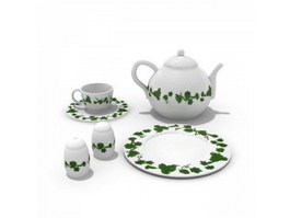 Pottery tea set 3d preview