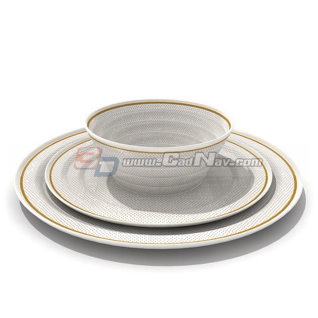 Porcelain dishes dinner plate 3d rendering