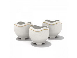 Porcelain Sugar and Creamer Pots 3d preview