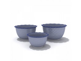 Blue and white porcelain dinnerware Tureens 3d model preview