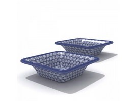 White And Blue Porcelain Salad Plates 3d preview