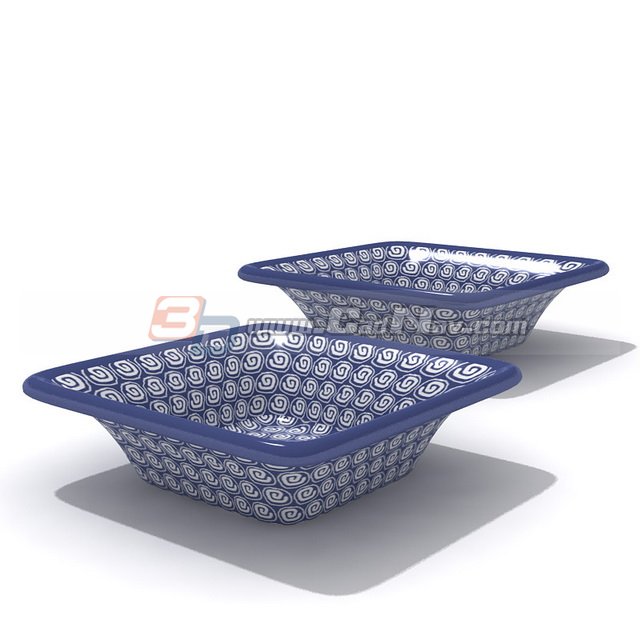 White And Blue Porcelain Salad Plates 3d rendering