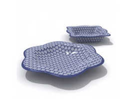 White And Blue Porcelain Lace Plate 3d model preview