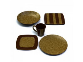 Dinner plates set and cup 3d preview