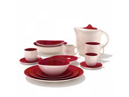 Ceramic tableware dinner set 3d model preview