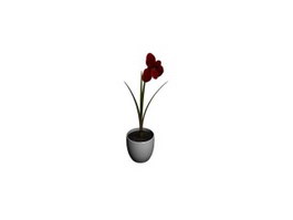 Potted flower miniascape 3d model preview