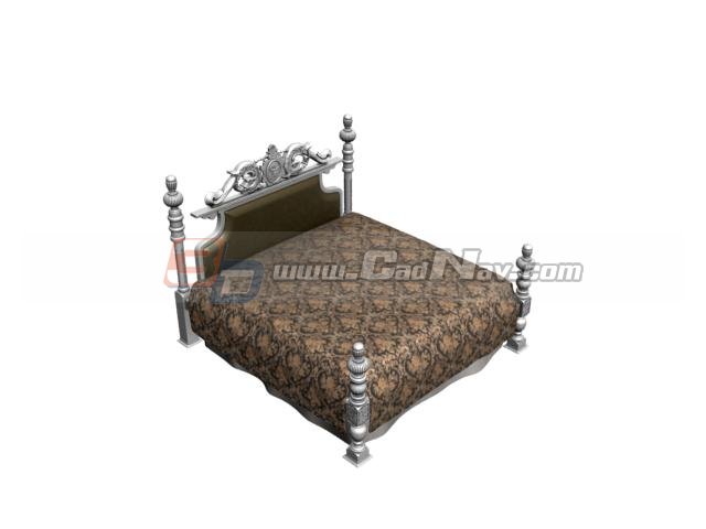 Antique Furniture double-bed 3d rendering