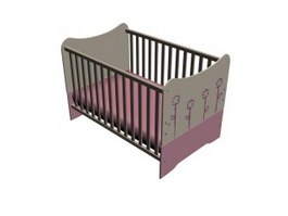 Pink Baby Cot Baby Crib 3d preview