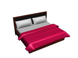 Wood frame Double-bed 3d model preview
