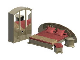 Modern Wooden Bedroom Set 3d model preview