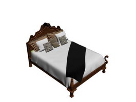 Wooden Antique Bed 3d model preview