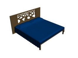Wooden carved bed 3d model preview