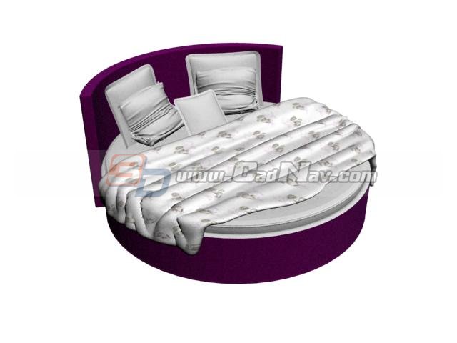 Modern round bed 3d rendering