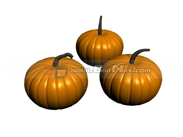 Three pumpkin 3d rendering
