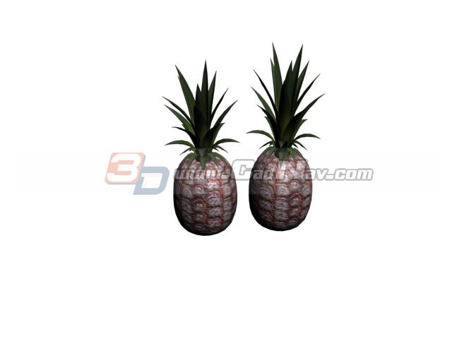 Two pineapples 3d rendering
