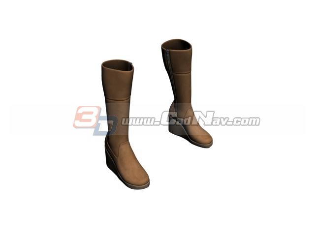 Women thick soled boot 3d rendering