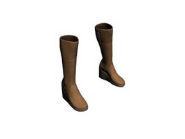 Women thick soled boot 3d model preview