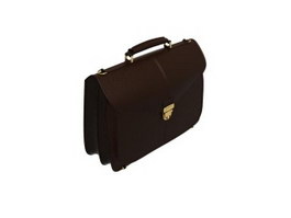 Brown leather briefcase 3d preview