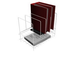 Metal File Holder and file folders 3d model preview