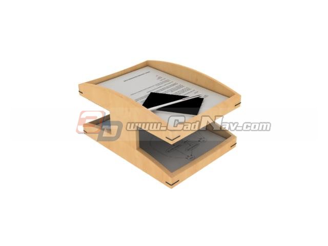 2-layers paper file holder 3d rendering
