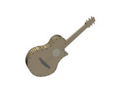 Wooden acoustic guitar 3d model preview
