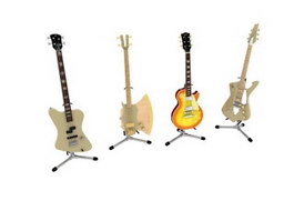 Electric bass guitars 3d model preview