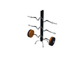 Barbell Rack Stand and barbell 3d model preview