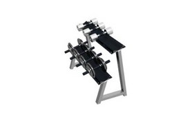 Fitness dumbbell rack for gym 3d model preview