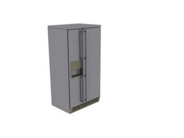 Vertical stainless steel refrigerator 3d model preview