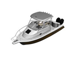 Outboard motor boat 3d model preview