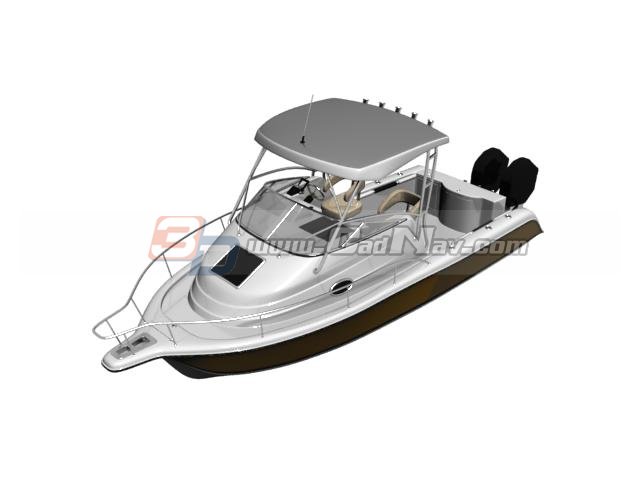Outboard motor boat 3d rendering