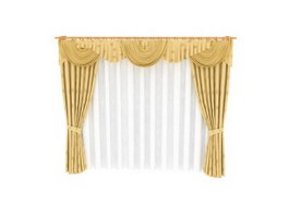 2 layer classic window curtain 3d model preview