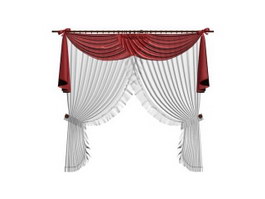Window curtain with valance 3d model preview
