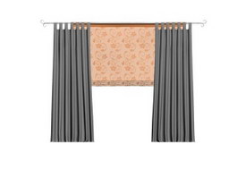 Ruffle kitchen curtain 3d model preview