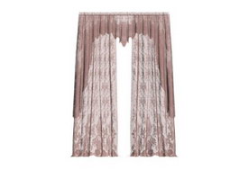 Bedroom fabric drape valance 3d model preview