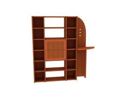 Wooden display rack storage wall 3d model preview