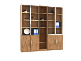 Wooden storage wall Bookcase 3d model preview