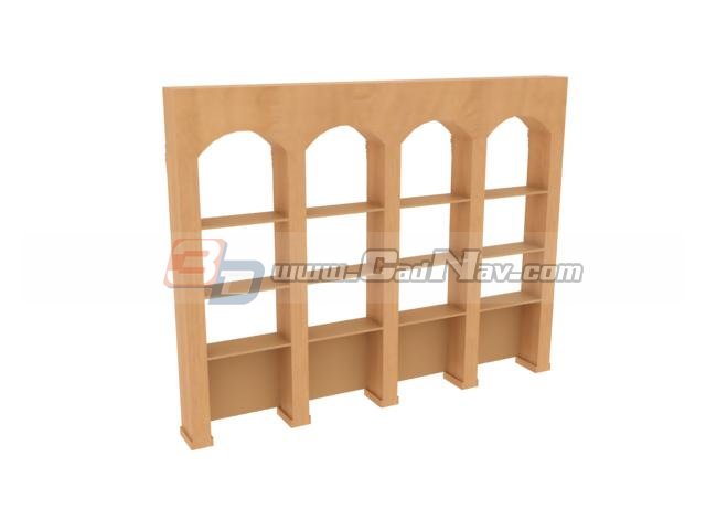 Library Furniture Wooden Bookshelf 3d rendering