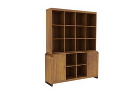 Wood wall cabinet book shelf with chest 3d model preview