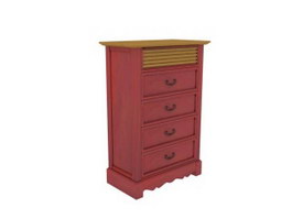 Antique 4 drawers side cabinet 3d model preview