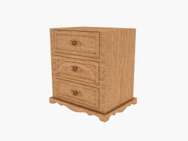 Wooden drawer cabinet bedside cabinet 3d model preview