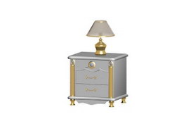 Bedside cabinet table and lamp 3d model preview