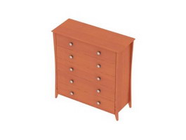 Office Wood File Cabinet 3d model preview