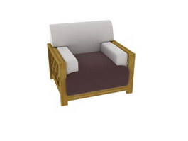 Wood frame sofa chair 3d model preview
