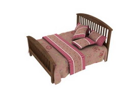 Bedroom Furniture Wooden Bed 3d model preview