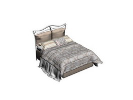 Iron bed and Bedding Set 3d preview