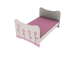 Pink girl bed 3d model preview