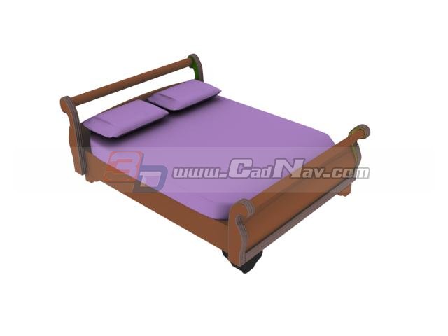 Wood double wall bed 3d rendering