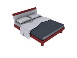 Double bed and bedding 3d model preview