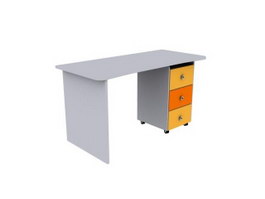 Children square table with drawer 3d preview